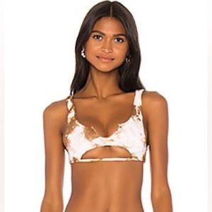 Frankie’s Tie Dye Cutout Bikini Top, Size S